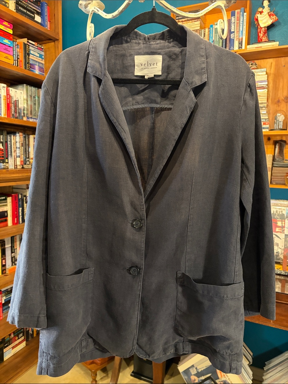 Velvet Navy “Lenny Heavy Linen Blazer”